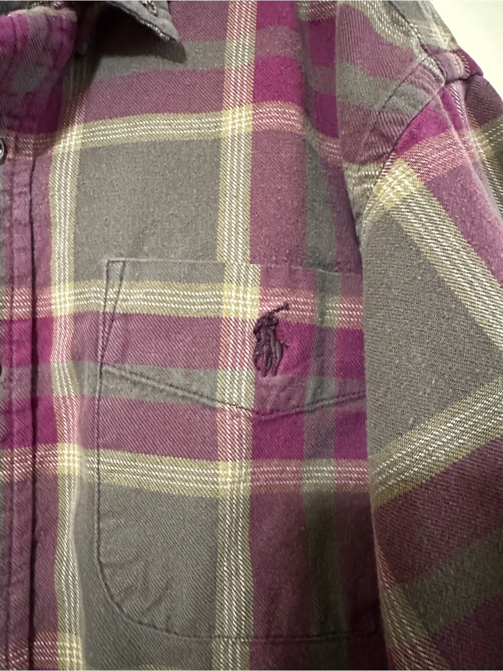 Ralph Lauren Plaid Flannel Button Down Shirt Boys’ M Olive/Burgundy